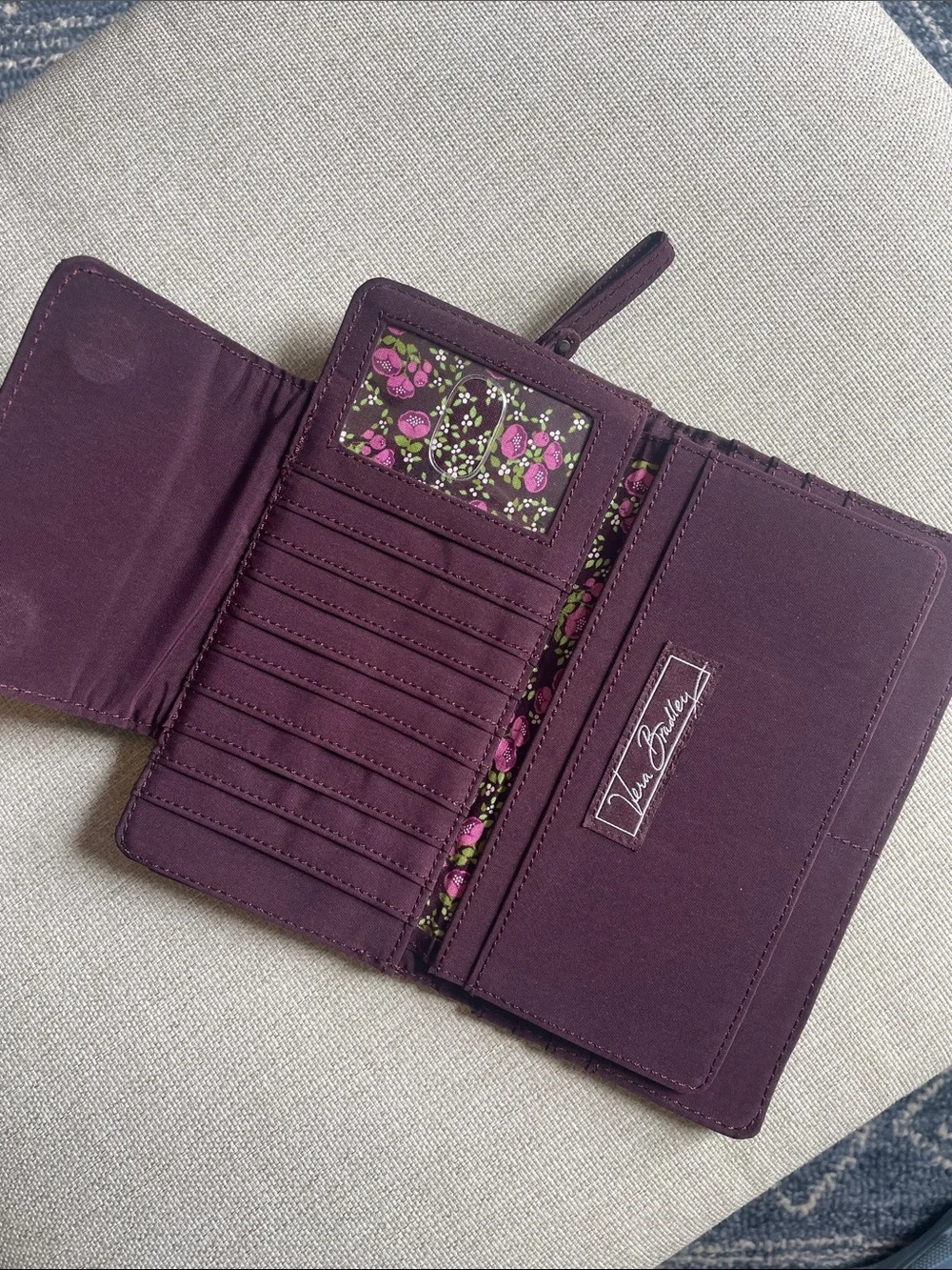 Vera Bradley Deep Plum Quilted Wristlet Wallet - Picture 3 of 4